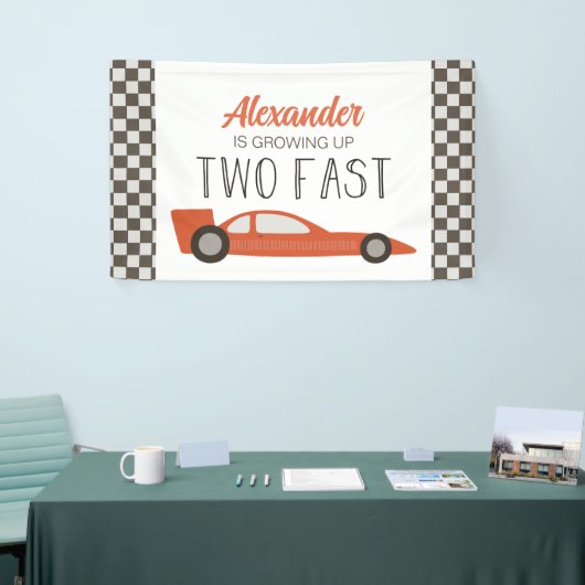 Twee snelle Red Race Car 2e verjaardag Banner (Beurs)