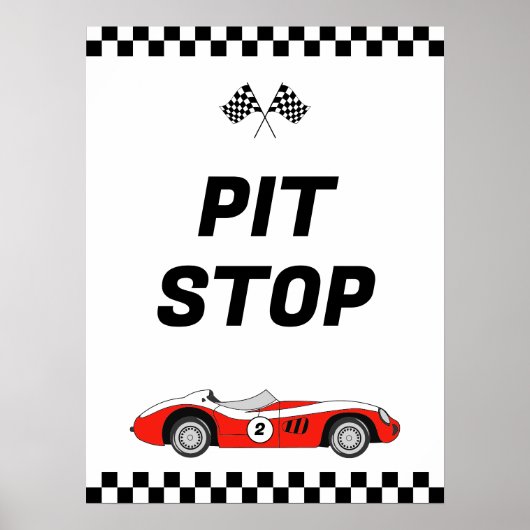 Twee snelle rode  Race auto Verjaardagspitstop Poster (Voorkant)