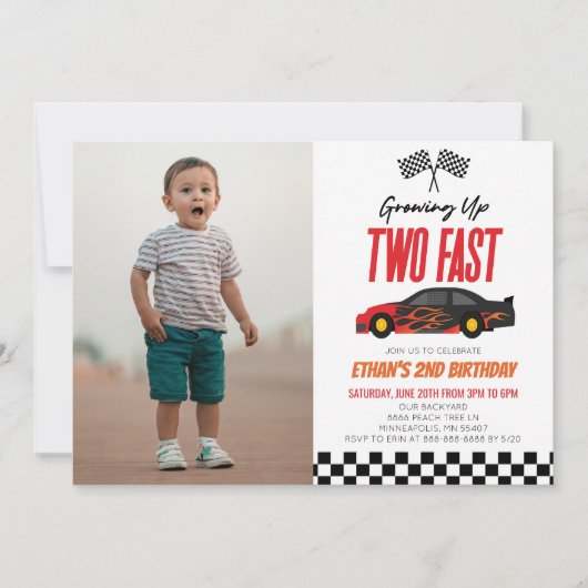 Twee snelle roodrazenkrans tweede verjaardag kaart (Voorkant)