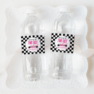 Twee snelle roze ritten tweede verjaardag waterfles etiket