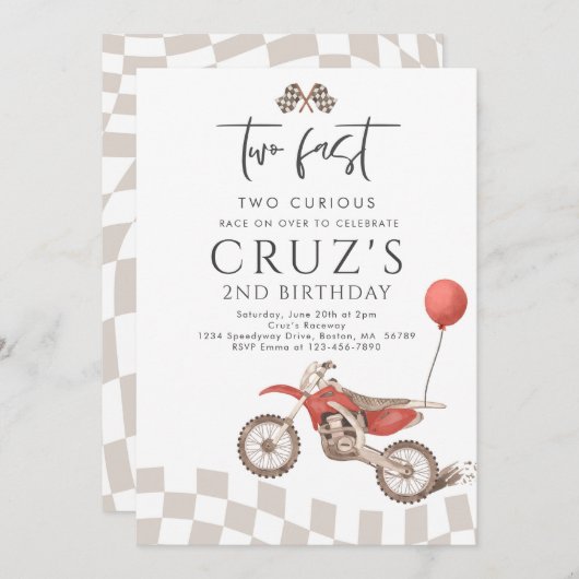 Twee snelle twee nieuwsgierige crossmotor 2e verja kaart (Voorkant / Achterkant)