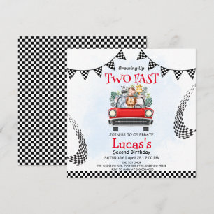 Twee snelle wilde oerwoud race auto 2e verjaardags