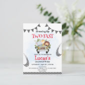 Twee Snelle wilde safari race auto 2e Verjaardag P Briefkaart (Staand voorkant)