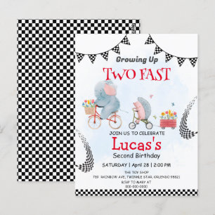 Twee snelle wilde stekelvarken fiets 2de verjaarda briefkaart