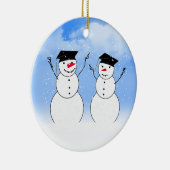 Twee Snowmen Keramisch Ornament (Rechts)