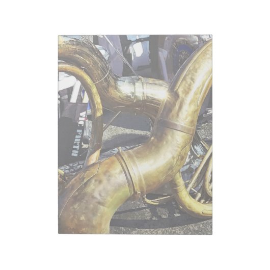 Twee sousafoons en drums notitieblok (Gedraaid)