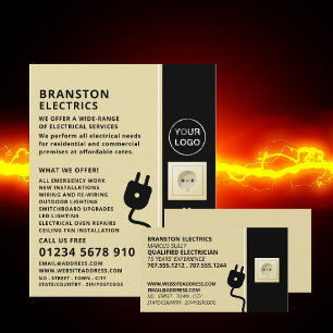 Twee Speldcontactdoos & Stop, Elektricien Visitekaartje