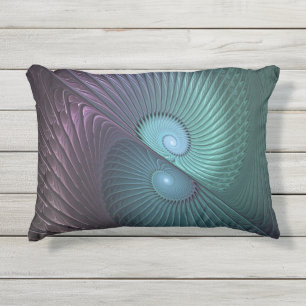 Twee spiralen Kleurrijke Moderne Abstracte Fractal Buitenkussen