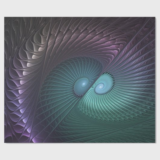 Twee spiralen Kleurrijke Moderne Abstracte Fractal Cadeaupapier (Vlak)