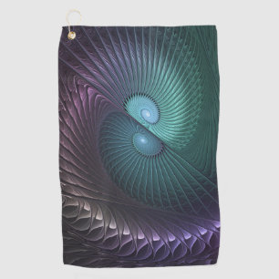 Twee spiralen Kleurrijke Moderne Abstracte Fractal Golfhanddoek