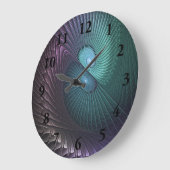 Twee spiralen Kleurrijke Moderne Abstracte Fractal Grote Klok (Hoek)