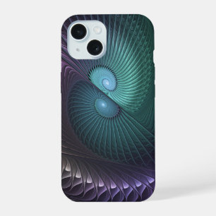 Twee spiralen Kleurrijke Moderne Abstracte Fractal iPhone 15 Hoesje