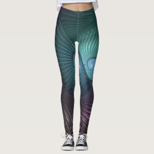 Twee spiralen Kleurrijke Moderne Abstracte Fractal Leggings