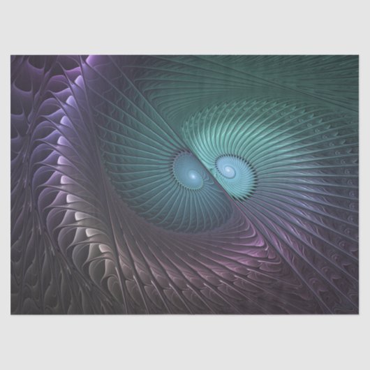 Twee spiralen Kleurrijke Moderne Abstracte Fractal Tissuepapier (Voorkant)