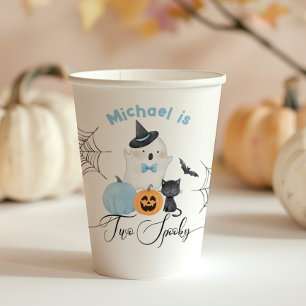 Twee spookachtige Halloween Verjaardag blauw Boo Papieren Bekers