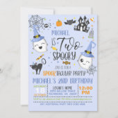 Twee Spooky Birthday Uitnodiging - Blauw (Voorkant)
