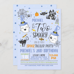 Twee Spooky Birthday Uitnodiging - Blauw