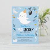 Twee Spooky Blue Ghost Halloween Birthday Kaart (Staand voorkant)