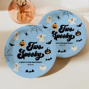 Twee Spooky Blue Halloween 2e verjaardagsfeest Papieren Bordje