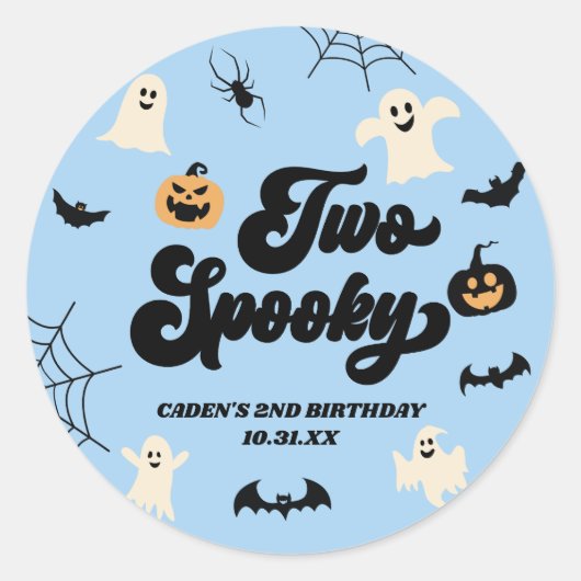 Twee Spooky Blue Halloween 2e verjaardagsfeest Ronde Sticker (Voorkant)
