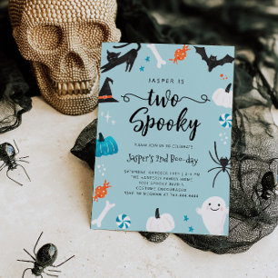 TWEE spooky Blue Halloween Birthday Party Kaart