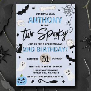 Twee Spooky. Boys Halloween 2e verjaardag Kaart