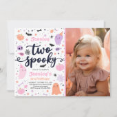 Twee spooky Cute Halloween Ghost 2e verjaardag Kaart (Voorkant)