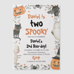 Twee spooky Cute Halloween Ghost 2e verjaardag Vellum Uitnodigingen