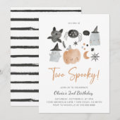Twee Spooky | Geest Uitnodiging | Spooky 2de (Voorkant / Achterkant)