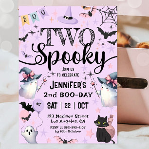 Twee Spooky Ghost Paarse Halloween 2e Verjaardag Kaart