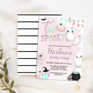 Twee Spooky Ghost Pastel Halloween 2e Verjaardag Kaart