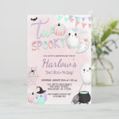 Twee Spooky Ghost Pastel Halloween 2e Verjaardag Kaart (Staand voorkant)