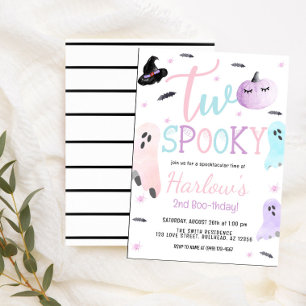 Twee Spooky Ghost Pastel Roze Halloween Verjaardag Kaart