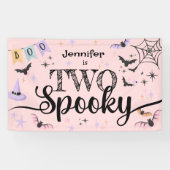 Twee Spooky Girl Schattige Ghost Halloween 2e Verj Spandoek (Horizontaal)