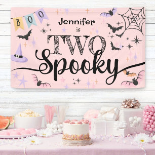 Twee Spooky Girl Schattige Ghost Halloween 2e Verj Spandoek