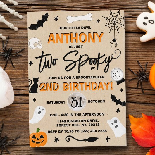 Twee Spooky. Halloween 2e verjaardag Kaart