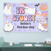 Twee Spooky Halloween Groovy Ghost 2e verjaardag Spandoek (Beurs)