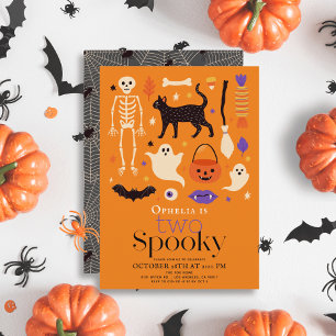 Twee Spooky Halloween Motieven Sinaasappel 2e Verj Kaart