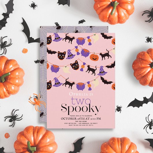 Twee Spooky Halloween Roze 2e Verjaardag Kaart