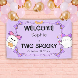 Twee Spooky Halloween Verjaardag Welkom Banner