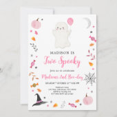 Twee Spooky Pink Ghost Halloween Birthday Kaart (Voorkant)