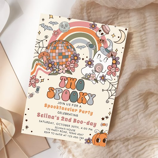 Twee Spooky Retro Ghost Halloween 2e Verjaardag Kaart