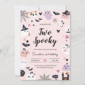 Twee Spooky Roze Halloween Verjaardag Uitnodiging (Voorkant)