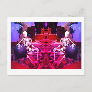 Twee spooky scary skeletenkunst briefkaart