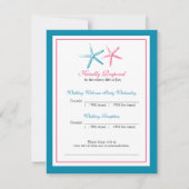Twee Starfish Peacock- en roze RSVP-kaart Kaart (Voorkant)
