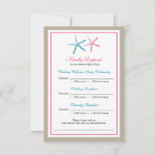 Twee Starfish Peacock- en roze RSVP-kaart RSVP Kaartje (Voorkant)