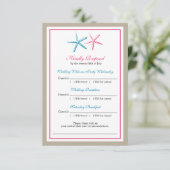 Twee Starfish Peacock- en roze RSVP-kaart RSVP Kaartje (Staand voorkant)