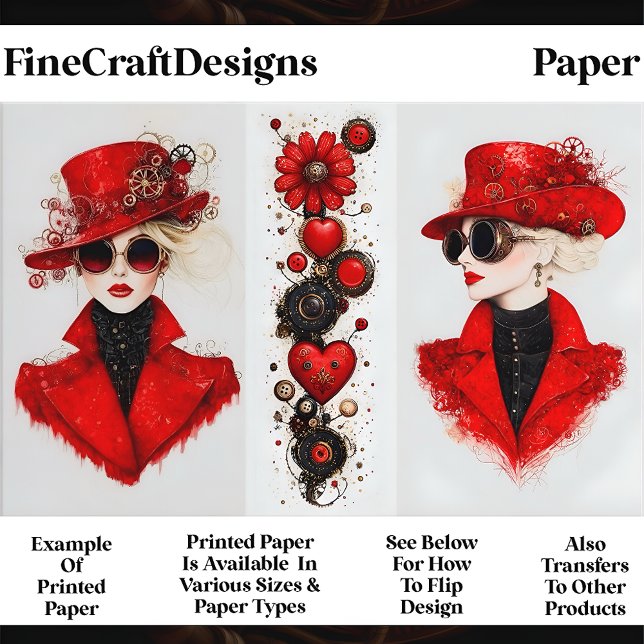 Twee Steampunk Vrouwen In Rood CH4 Scrapbook Papie (Creator heeft geüpload)