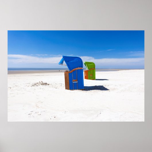 Twee strandstoelen op het Noord-Zee Poster (Voorkant)