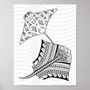 Twee stringrays Poster voor volwassen kleuren